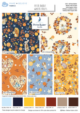 Winterfrüchte Peter Rabbit Baumwolle 100 % Baumwolle 45 x 55 cm breit 5-teiliges Fat Quarter Bundle zum Basteln, Nähen, Quilten und Patchworken